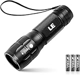 Lighting EVER Taschenlampe LED Klein, Extrem Hell Zoombare Kindertaschenlampen mit Batterien, Tragbare Flashlight, Wasserdichte Torch, Handlampe für Camping, Outdoor, Wandern, Notfälle