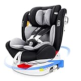 LETTAS Kindersitz 360° Drehbar ISOFIX Top Tether 165° Liegeposition Baby Autositz Gruppe 0+1/2/3 (0-36kg, 0-12 Jahre) Seitenschutz ECE R44/04 (Schwarz)