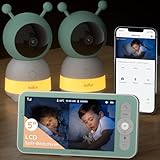 BOIFUN Babyphone mit 2 Kameras App, Split-Screen-Anzeige, 2K HD Bild, PTZ 355°/60°, 4×Zoom, Automatische Verfolgung, Weinen/Bewegungs/Geräuscherkennung, Temperatur und Feuchtigkeitsmessung…