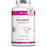 Der Testsieger 2023: Premium Kollagen Hyaluron Kapseln + Superfood Gojibeere und Grüntee - 180 Kollagen Kapseln vom Weiderind. 1000mg Kollagen Hydrolysat, Biotin, Selen, Zink, Vitamine C, B2, B3