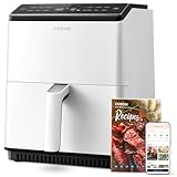 COSORI Heißluftfritteuse XXL, Dual Blaze, 6,4 L(1.8kg) Wifi verbunden, Airfryer mit 12 Multifunktionen, 90+ Online Rezept & Rezeptbuch, Full Touch Screen, 1700W, Weiß