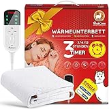 Mia&Coco Heizdecke mit Abschaltautomatik, 150 x 80 cm, Wärmeunterbett mit 12-Stunden-Timer und 3 Wärmestufen, LED-Anzeige, Überhitzungsschutz, Wärmedecke für Gängigen Matratzen,Maschinenwaschbar