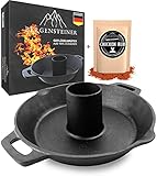 Bergensteiner® Geflügelhalter aus 100% Gusseisen | Hänchenhalter | Premium Geflügelbräter Guss | Hänchenbräter, Gusseisener Hänchenständer für Grill & Backofen | inkl. Chicken Rub