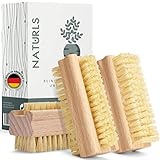 Naturls® [3X] Premium Nagelbürste [Made IN Germany] - Handbürste aus FSC Buchenholz - Vegane Borsten aus Fibre - Handwaschbürste für kratzfreie Reinigung - Nagelbürste Holz für echte Naturfreunde