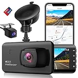 WeBeqer APP Dashcam Auto,Dual Autokamera Mit WiFi GPS,4K Vorne 1080P AHD Hinten,Nachtsicht,WDR,170°+140°Weitwinkel,3 Zoll IPS,Parküberwachung,G-Sensor, Loop-Aufnahme